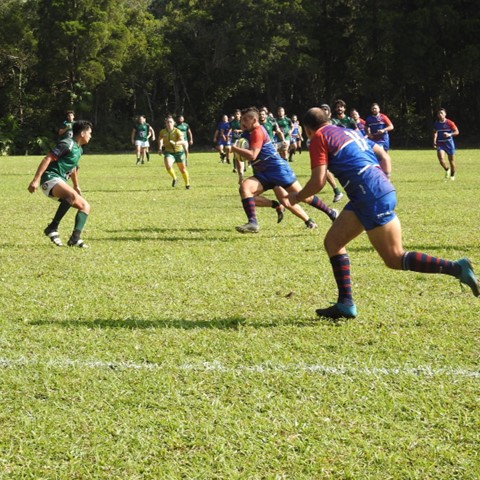 Partida entre Charrua e Desterro, de Florianópolis, em 2023, ocorrido em Porto Alegre. (Foto: Charrua Rugby Clube / Divulgação)